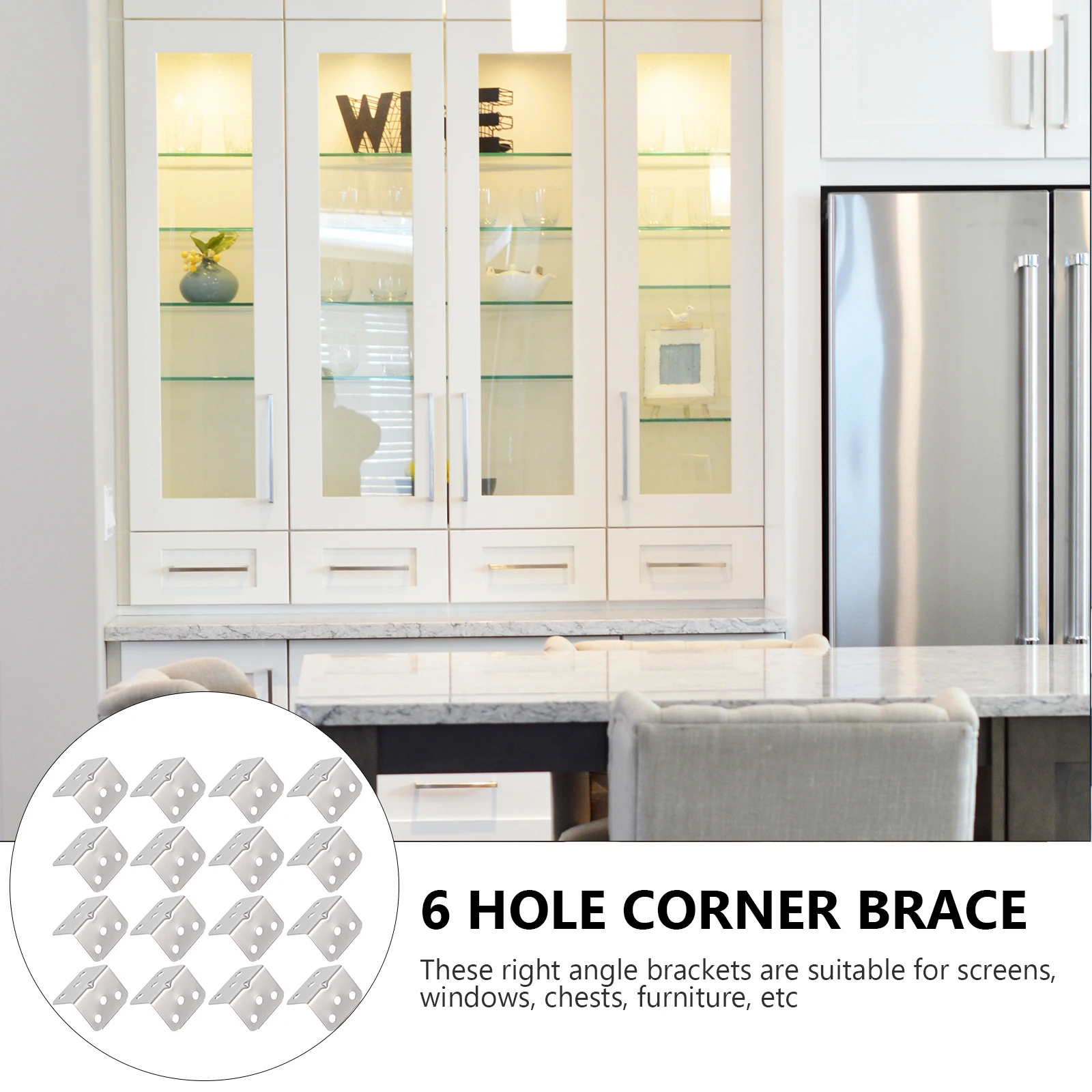 50 Pcs Stainless Steel Corner Code 6 Hole Shape Shelf Bracket for Furniture Thicken
50 Pcs Stainless Steel Corner Code 6 Hole Shape Shelf Bracket for Furniture Thicken