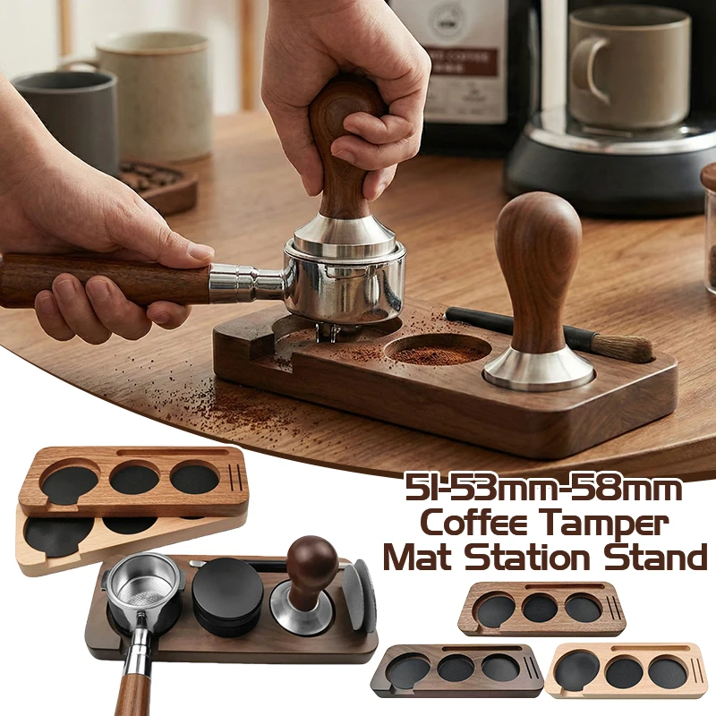 51/53/58MM Walnut Wood Coffee Tamper Mat Station Stand Coffee Powder Base Tamper Storage Pad Filter Screen Holder Coffee Tools
51/53/58MM Walnut Wood Coffee Tamper Mat Station Stand Coffee Powder Base Tamper Storage Pad Filter Screen Holder Coffee Tools