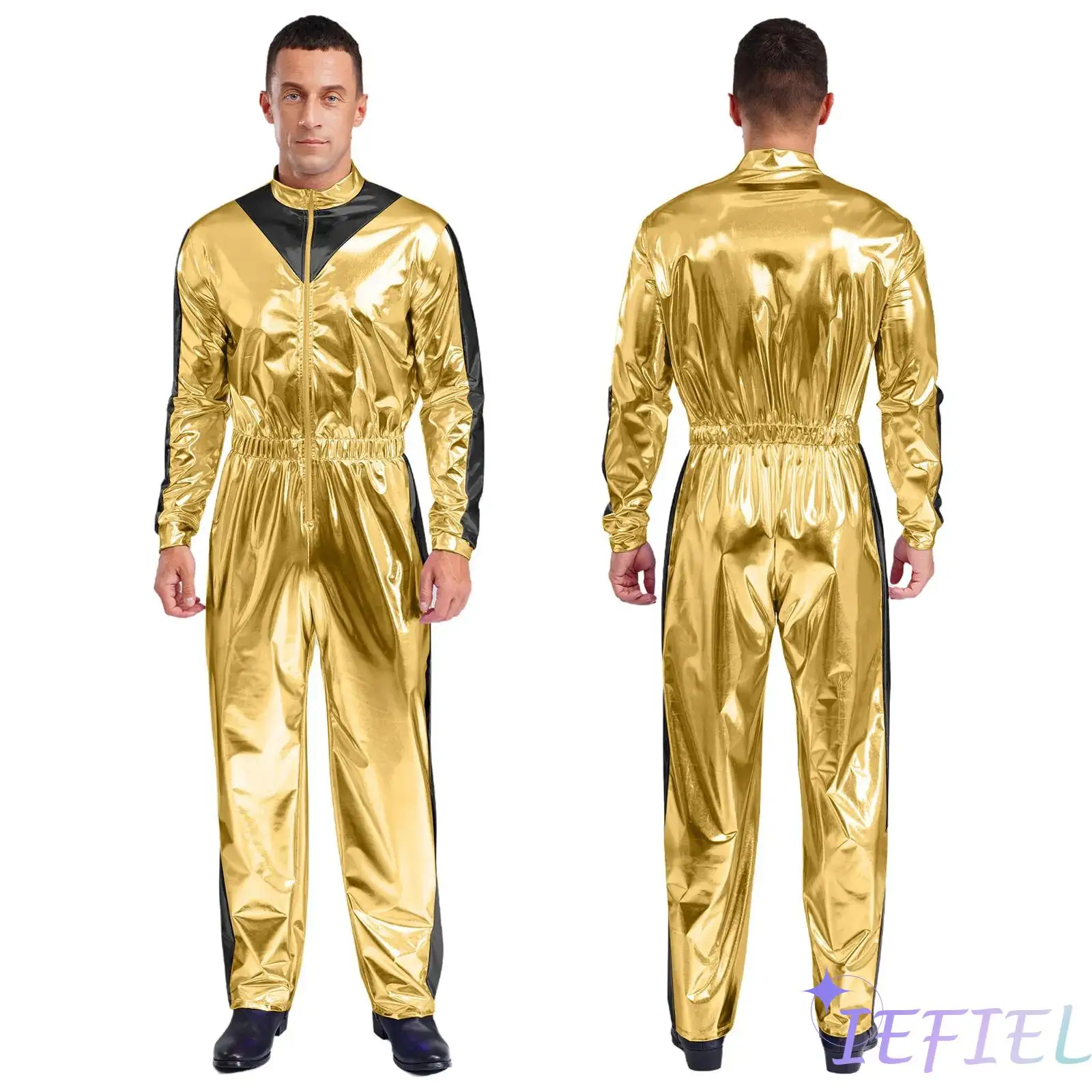 Mens Disco Costume SparklyLong Sleeves Color Block Elastic Long Jumpsuit for Disco Ballroom Rave Party Clothes Nightclub Wear
Mens Disco Costume SparklyLong Sleeves Color Block Elastic Long Jumpsuit for Disco Ballroom Rave Party Clothes Nightclub Wear