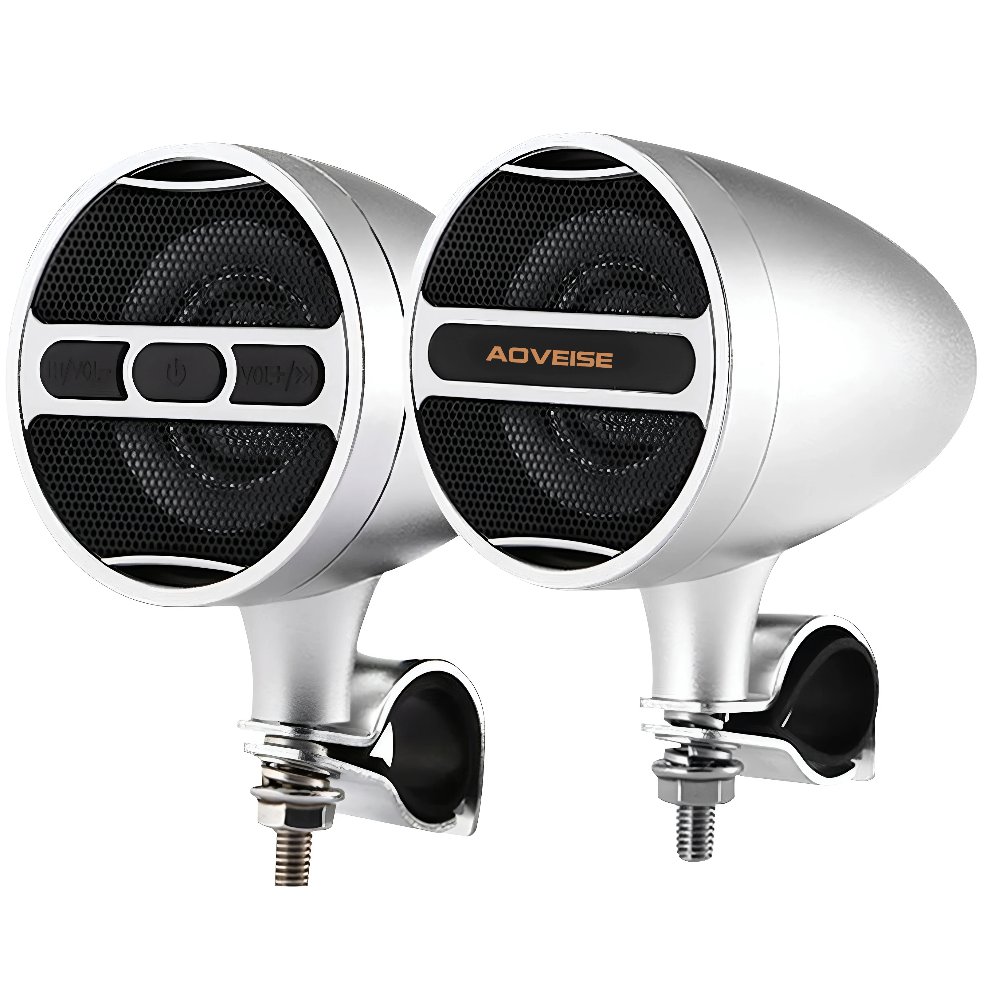 Motorcycle Bluetooth speaker system weatherproof speakers, volume control, perfect for use with ATVs and 12V vehicles Silver
Motorcycle Bluetooth speaker system weatherproof speakers, volume control, perfect for use with ATVs and 12V vehicles Silver