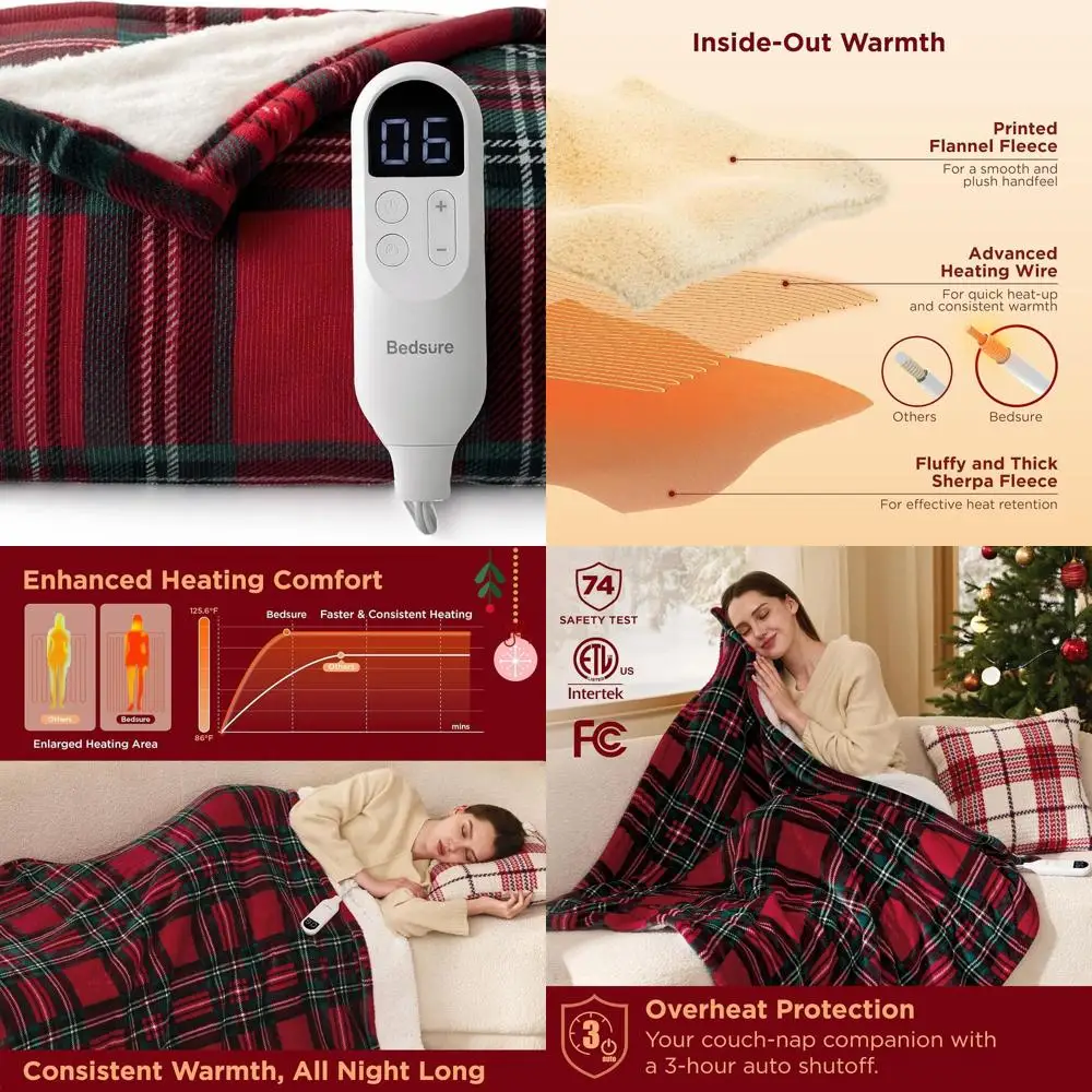 Красное фланелевое электрическое одеяло из шерпа в клетку, 6 уровней нагрева, 4 таймера, автоматическое выключение для бабушки, 50x60
Красное фланелевое электрическое одеяло из шерпа в клетку, 6 уровней нагрева, 4 таймера, автоматическое выключение для бабушки, 50x60
