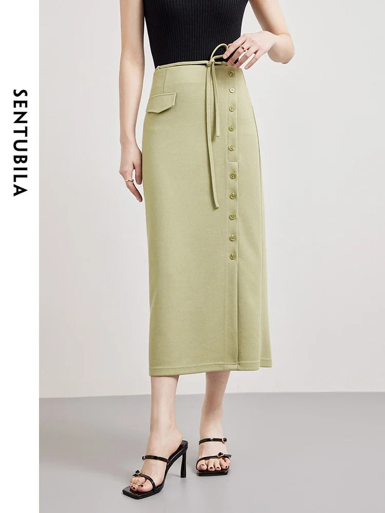 SENTUBILA Women's Casual Straight Skirt 2025 Spring Lace-up Solid Fashion Elegant Single Breasted Split Midi Skirts 141Q53031
SENTUBILA Women's Casual Straight Skirt 2025 Spring Lace-up Solid Fashion Elegant Single Breasted Split Midi Skirts 141Q53031