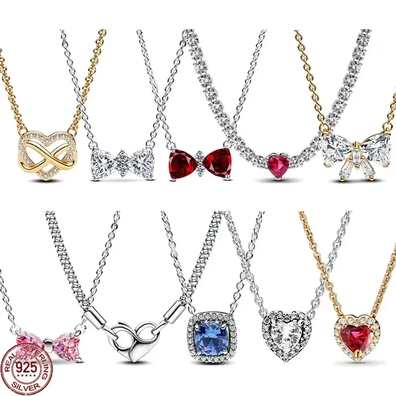 Hot selling 925 Sterling Silver Classic Square Heart-shaped Bow Necklace Exquisite Luxury Women's Charm Jewelry Festival Gifts
Hot selling 925 Sterling Silver Classic Square Heart-shaped Bow Necklace Exquisite Luxury Women's Charm Jewelry Festival Gifts