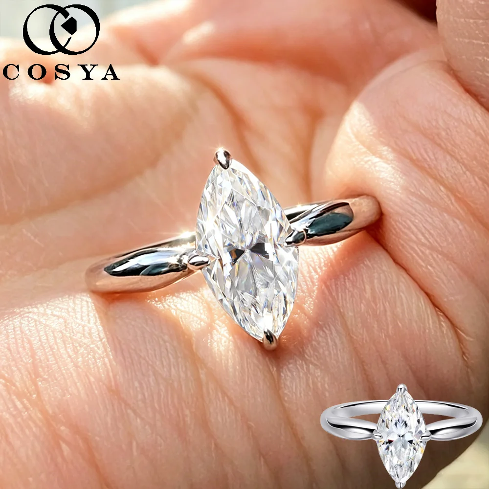 COSYA 1/2/3CT Marquise Cut Moissanite Solitaire Ring for Women S925 Silver Wedding Engagement Band Fine Jewelry With Certificate
COSYA 1/2/3CT Marquise Cut Moissanite Solitaire Ring for Women S925 Silver Wedding Engagement Band Fine Jewelry With Certificate