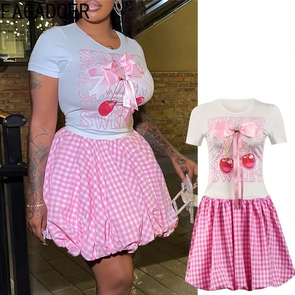 FAGADOER Fashion Bow Design Patchwork Two Piece Outfits Woman Round Neck Slim Tshirt and Bubble Puff Skirt Female Streetwear New
FAGADOER Fashion Bow Design Patchwork Two Piece Outfits Woman Round Neck Slim Tshirt and Bubble Puff Skirt Female Streetwear New