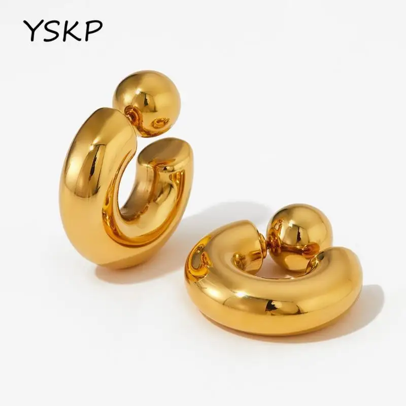 YSKP Gold Color Stainless Steel C Shaped Stud Earrings For Women Luxury Metal Texture Waterproof Earring Daily Wear Jewelry
YSKP Gold Color Stainless Steel C Shaped Stud Earrings For Women Luxury Metal Texture Waterproof Earring Daily Wear Jewelry