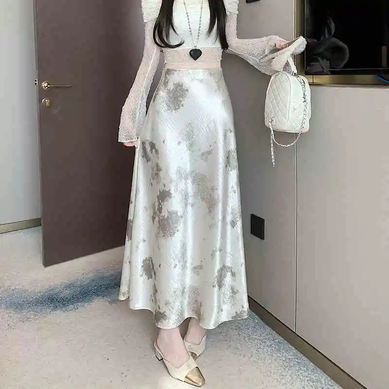 n Satin Ink Painting Half Body Skirt Women High Waist Hanging Feeling French Mermaid Long Skirt Temperament Slim A-line Skirts
n Satin Ink Painting Half Body Skirt Women High Waist Hanging Feeling French Mermaid Long Skirt Temperament Slim A-line Skirts