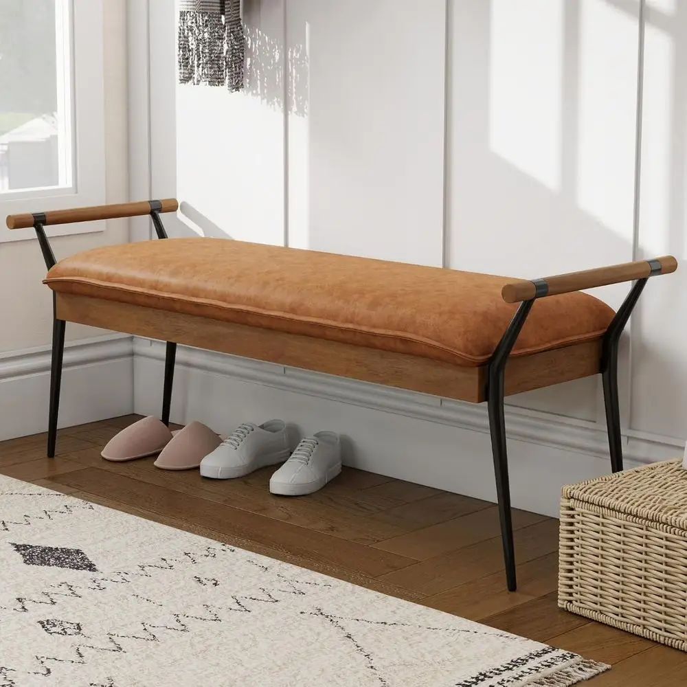 Ottoman Bench with Arms and Metal Legs, PU Dining Table Stool, Shoe Storage for Entryway, Suitable for Dining Room, Bedroom, Liv
Ottoman Bench with Arms and Metal Legs, PU Dining Table Stool, Shoe Storage for Entryway, Suitable for Dining Room, Bedroom, Liv