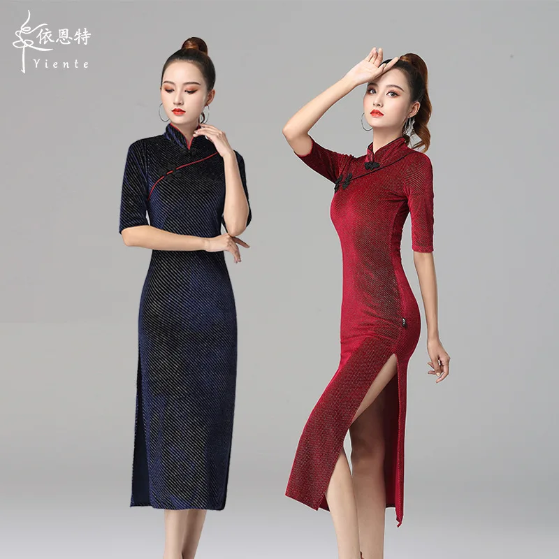 Adult Latin Dance Cheongsam Skirt Female High end Dance Dress High slit Professional Dress Rumba Classical Performance Costume
Adult Latin Dance Cheongsam Skirt Female High end Dance Dress High slit Professional Dress Rumba Classical Performance Costume