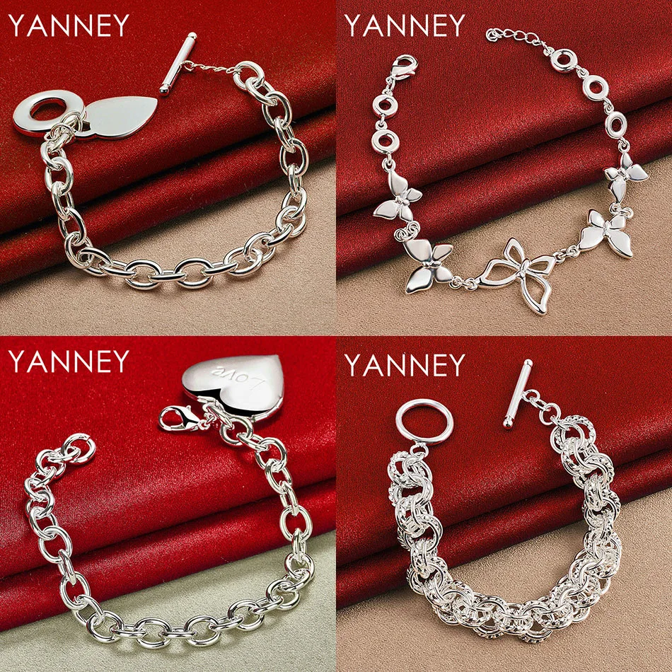 Charm 925 Sterling Silver 8 Inch Exquisite Butterfly Heart Bracelet Women Party Fashion Accessories Wedding Jewelry
Charm 925 Sterling Silver 8 Inch Exquisite Butterfly Heart Bracelet Women Party Fashion Accessories Wedding Jewelry