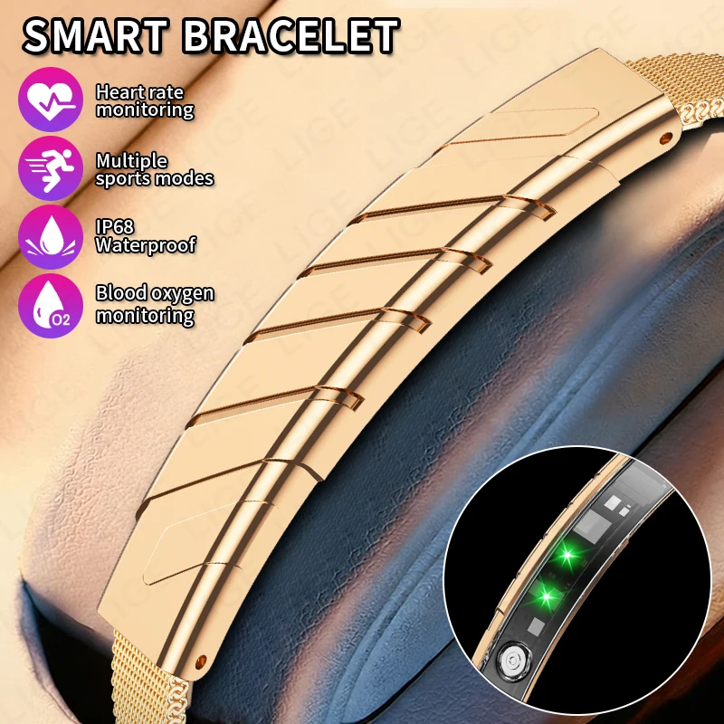 New Luxury Women Golden Smart Bracelet IPX8 Waterproof Smartwatch Men Heart Rate Sleep Monitor Health Sport Band Fitness Tracker
New Luxury Women Golden Smart Bracelet IPX8 Waterproof Smartwatch Men Heart Rate Sleep Monitor Health Sport Band Fitness Tracker