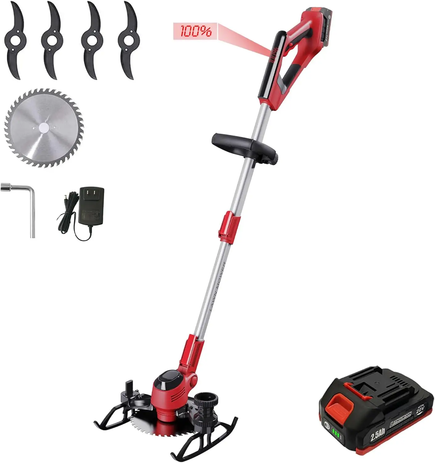 Brushless Cordless Weed Wacker & Edger & Lawn Mower with 2.5Ah Battery, Running Time 50~75 Mins Charger Included (One 2.5AH Batt
Brushless Cordless Weed Wacker & Edger & Lawn Mower with 2.5Ah Battery, Running Time 50~75 Mins Charger Included (One 2.5AH Batt