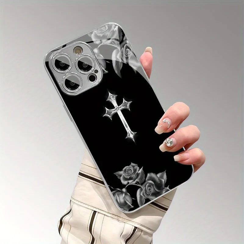 Black Background Cross Pattern Glass Phone Case Suitable for iPhone17/16/16ProMax/15/14/13/12ProMax/11Anti-drop protection
Black Background Cross Pattern Glass Phone Case Suitable for iPhone17/16/16ProMax/15/14/13/12ProMax/11Anti-drop protection