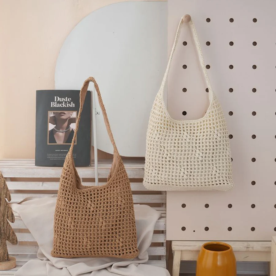 Fashion Crochet Women Shoulder Bags Woven Female Handbags Large Capacity Summer Beach Cotton Bags Casual Tote Bali Shopper Purse
Fashion Crochet Women Shoulder Bags Woven Female Handbags Large Capacity Summer Beach Cotton Bags Casual Tote Bali Shopper Purse