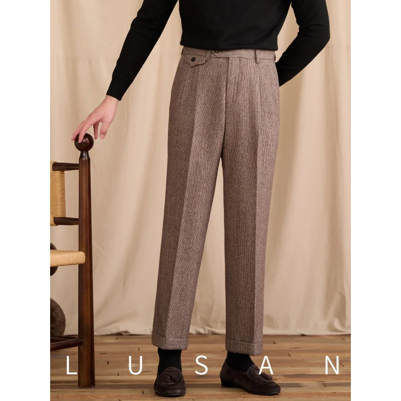 Мужские шерстяные брюки Mr. Lu San в клетку «гусиная лапка» на осень-зиму, с высокой талией, прямого кроя, в британском стиле, длинные, повседневные, модные
Мужские шерстяные брюки Mr. Lu San в клетку «гусиная лапка» на осень-зиму, с высокой талией, прямого кроя, в британском стиле, длинные, повседневные, модные