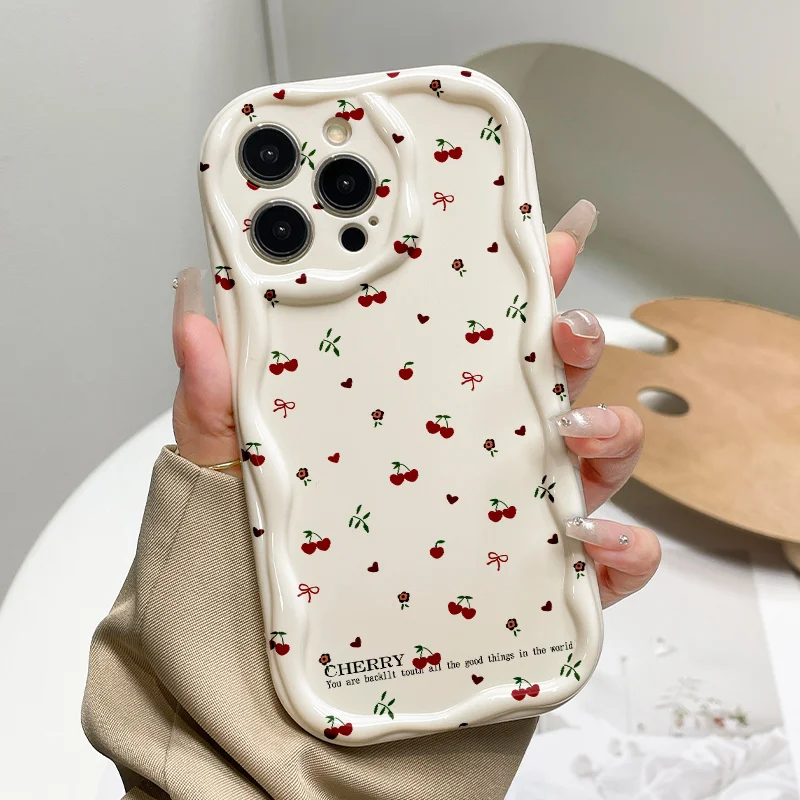 Cherry Bowknot Cream Phone Case For iPhone 17 17E 16 16E 15 14 13 12 11 Pro Max 14 15 16 Plus 3D Wavy Edge Soft Silicone Cover
Cherry Bowknot Cream Phone Case For iPhone 17 17E 16 16E 15 14 13 12 11 Pro Max 14 15 16 Plus 3D Wavy Edge Soft Silicone Cover