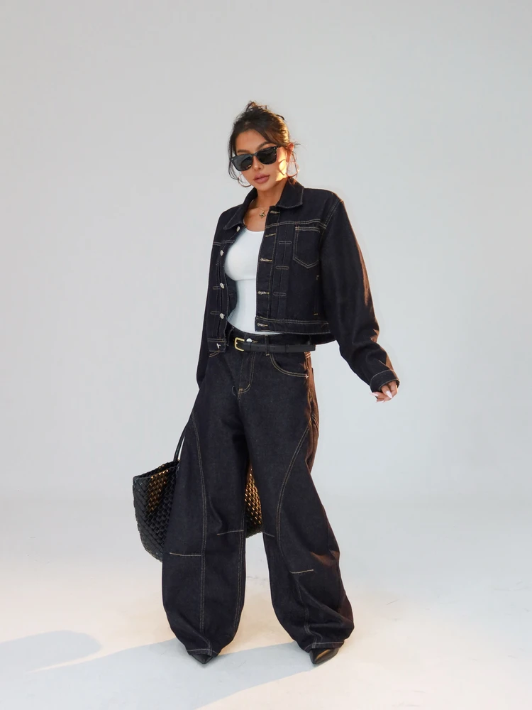 Deep Blue Denim Jaet Casual Sle Faion Collar Single Button Autumn Wear ort Cotton Blend Women's Outerwear
Deep Blue Denim Jaet Casual Sle Faion Collar Single Button Autumn Wear ort Cotton Blend Women's Outerwear