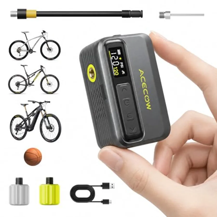 Mini Electric Bike Pump with Gauge, Portable 120PSI Bicycle Tire Fast Inflator Presta Schrader Valves, Rechargeable Air Pump fo
Mini Electric Bike Pump with Gauge, Portable 120PSI Bicycle Tire Fast Inflator Presta Schrader Valves, Rechargeable Air Pump fo