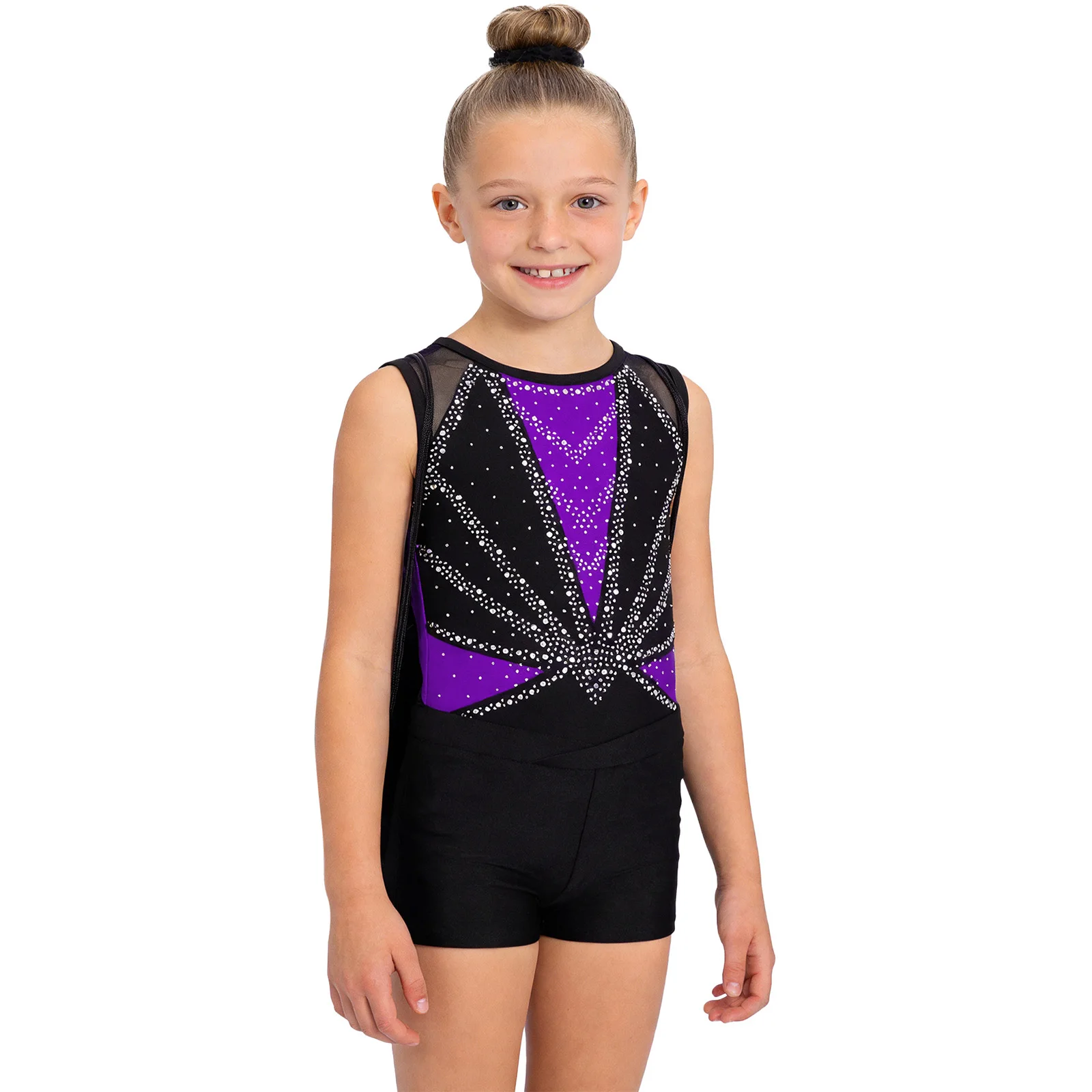 Girls Rhinestone Color Block Gymnastics Suit Sleeveless Metallic Dance Leotard With Hairband Drawstring Backpack Training Outfit
Girls Rhinestone Color Block Gymnastics Suit Sleeveless Metallic Dance Leotard With Hairband Drawstring Backpack Training Outfit