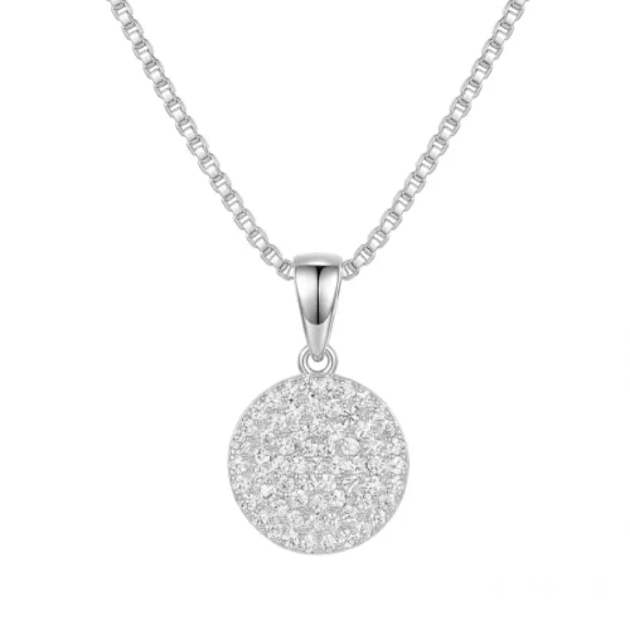 SAVORI 14K Gold Plated Pave CZ Disc Pendant Necklace for Women, 925 Sterling Silver Box Chain Necklace with Round Sparkling Cry
SAVORI 14K Gold Plated Pave CZ Disc Pendant Necklace for Women, 925 Sterling Silver Box Chain Necklace with Round Sparkling Cry