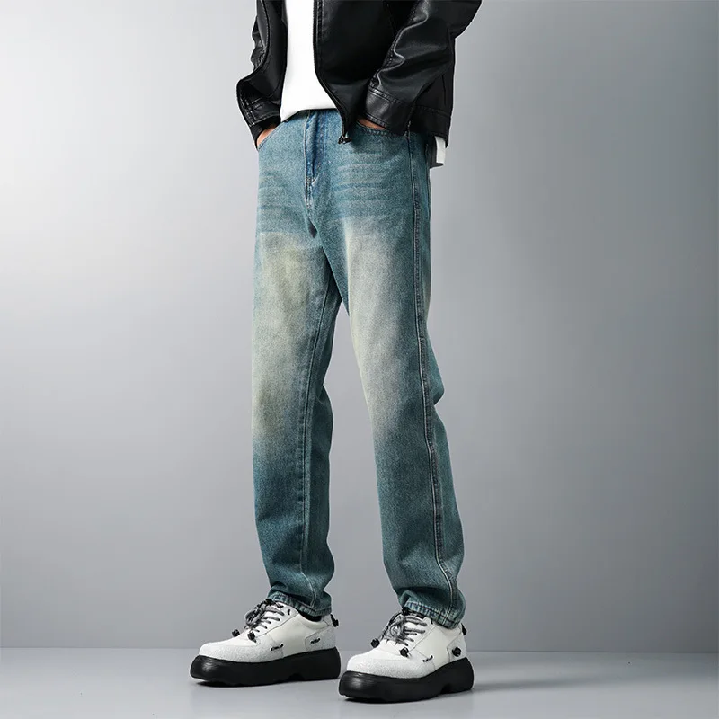 Four Seasons Men's American Vintage Casual Loose Washed Retro Blue Solid Jeans Pants New Fashion Denim Trousers Male Streetwear
Four Seasons Men's American Vintage Casual Loose Washed Retro Blue Solid Jeans Pants New Fashion Denim Trousers Male Streetwear