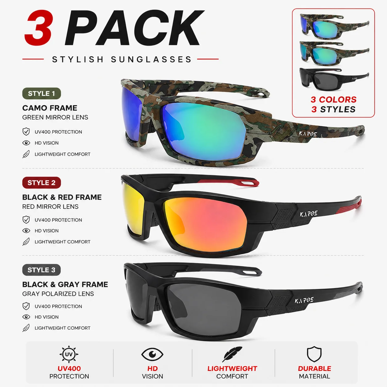 3PCS COOLMEN Polarized Brand UV400 Glasses Men Women Fishing Glasses Sun Goggles Camping Hiking Driving Eyewear Sport Sunglasses
3PCS COOLMEN Polarized Brand UV400 Glasses Men Women Fishing Glasses Sun Goggles Camping Hiking Driving Eyewear Sport Sunglasses