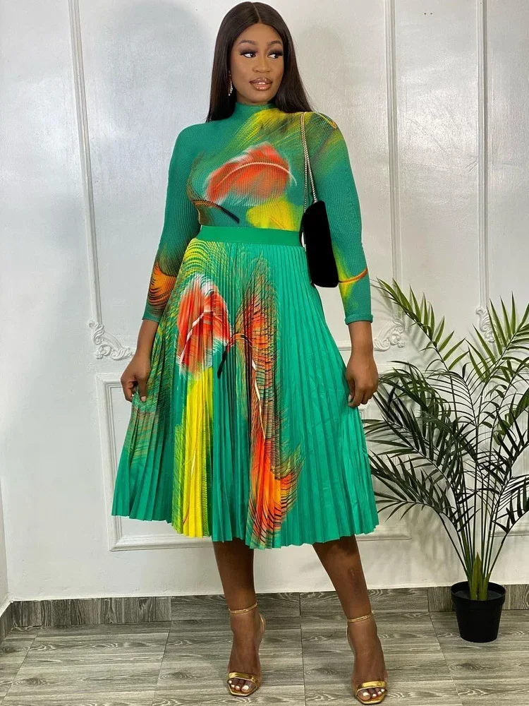 KEXU Vintage Elegant Printed Long Sleeve T-shirt Pleated Skirt Set Fashion Fall Sexy Two Piece Set Chiffon Party Women Clothes
KEXU Vintage Elegant Printed Long Sleeve T-shirt Pleated Skirt Set Fashion Fall Sexy Two Piece Set Chiffon Party Women Clothes