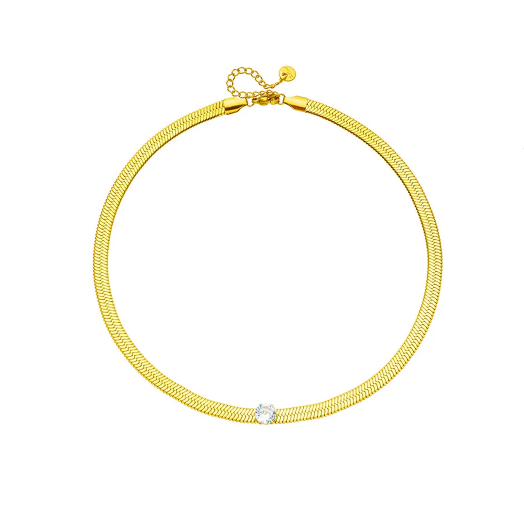 Vintage Zirconia Round Charm Pendant Female Gold Color Stainless Steel Flat Snake Chain Neck Choker Necklace for Women Jewelry
Vintage Zirconia Round Charm Pendant Female Gold Color Stainless Steel Flat Snake Chain Neck Choker Necklace for Women Jewelry