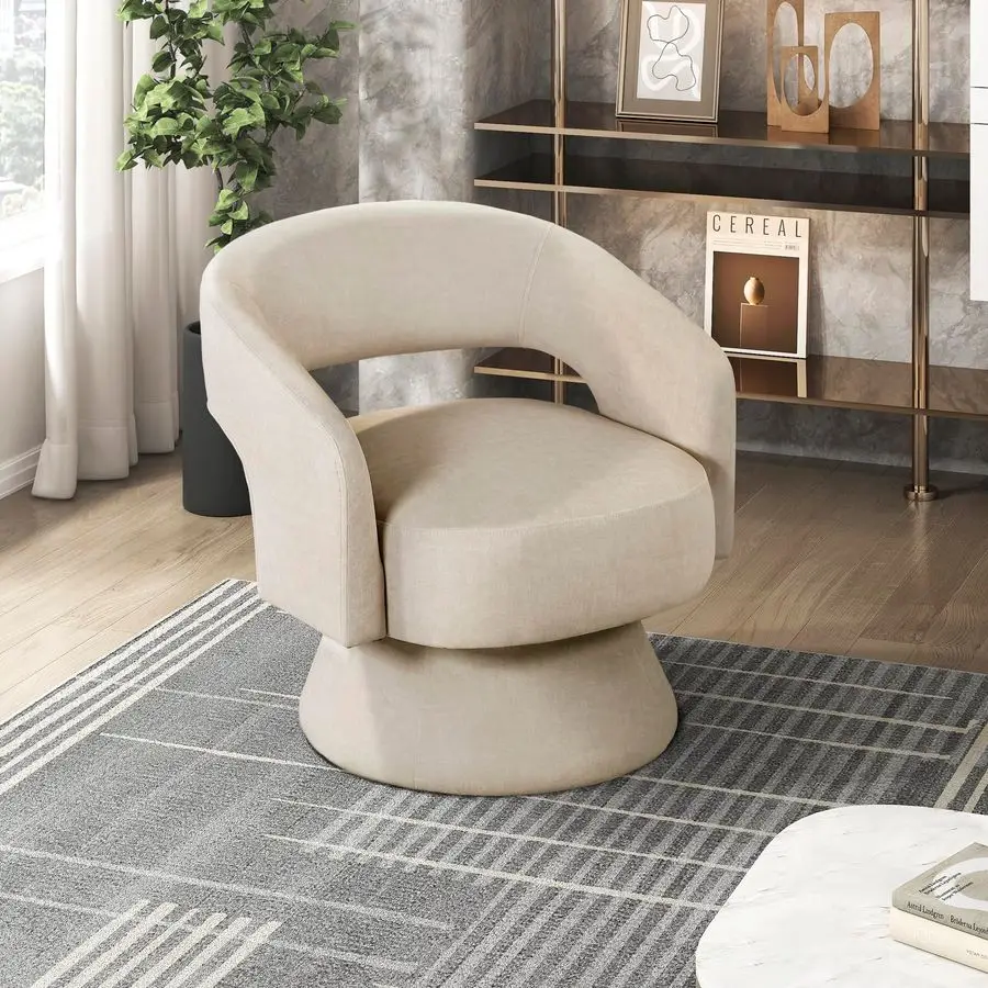 360 Degree Swivel Accent Chair, Modern Comfy Velvet Round Barrel Chair, Open Back, Plush Foam Cushions, Metal Swivel Base for Li
360 Degree Swivel Accent Chair, Modern Comfy Velvet Round Barrel Chair, Open Back, Plush Foam Cushions, Metal Swivel Base for Li