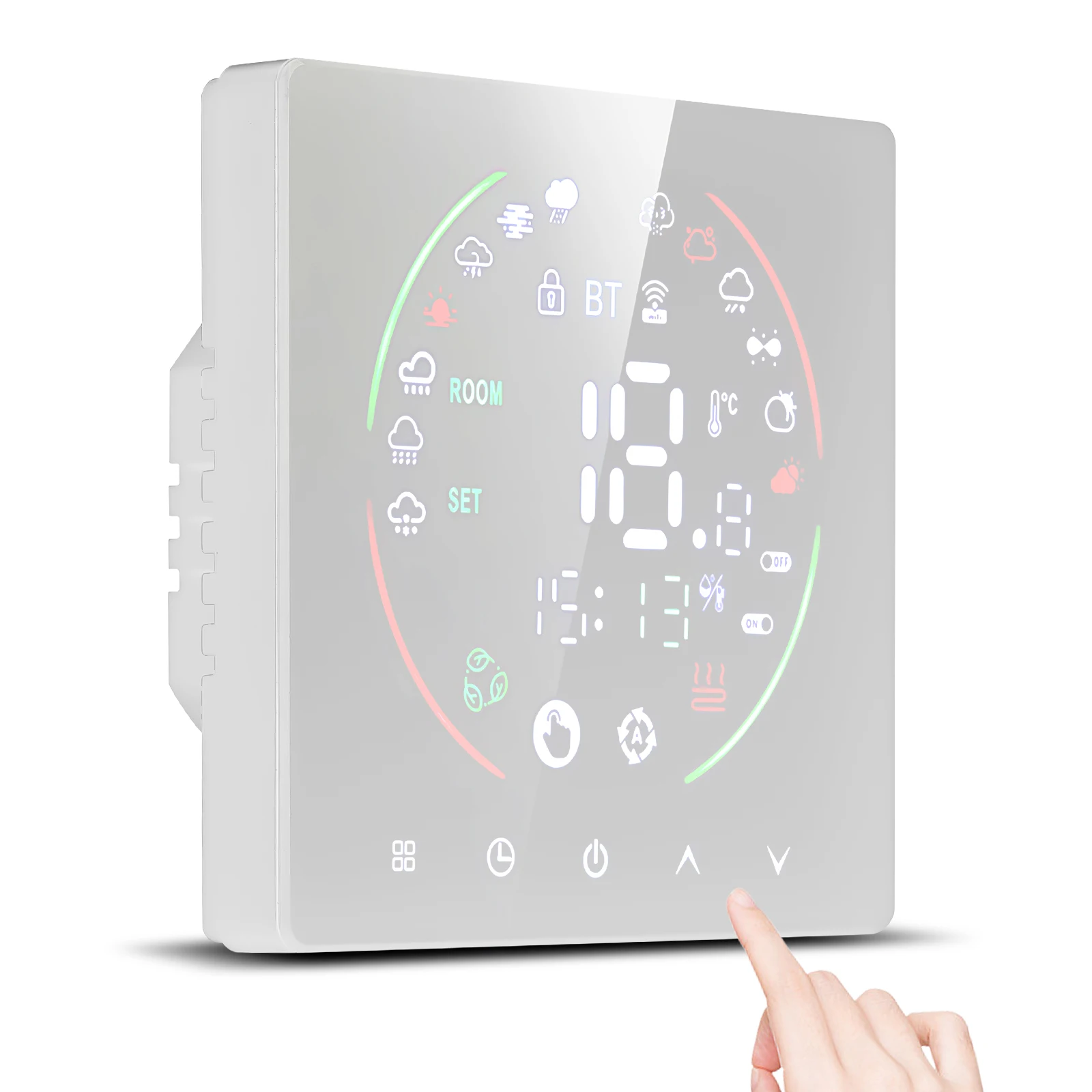 Умный термостат для дома, еженедельный программируемый регулятор температуры, ЖК-дисплей, цифровой интеллектуальный настенный термостат, термостаты
Умный термостат для дома, еженедельный программируемый регулятор температуры, ЖК-дисплей, цифровой интеллектуальный настенный термостат, термостаты