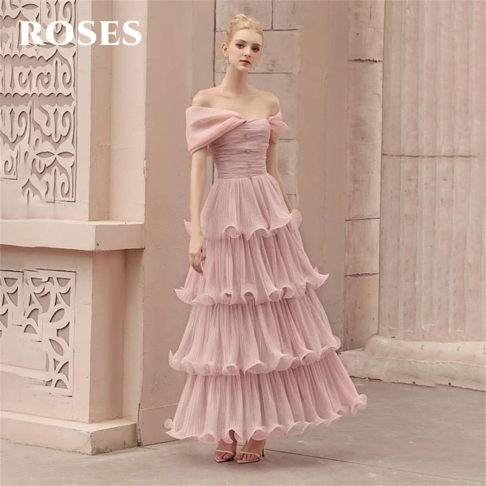ROSES Pink Off Shoulder Evening Dress GownA Line Prom Dress Tiered Pleat Party Dress for Woman vestidos de noche Customized
ROSES Pink Off Shoulder Evening Dress GownA Line Prom Dress Tiered Pleat Party Dress for Woman vestidos de noche Customized