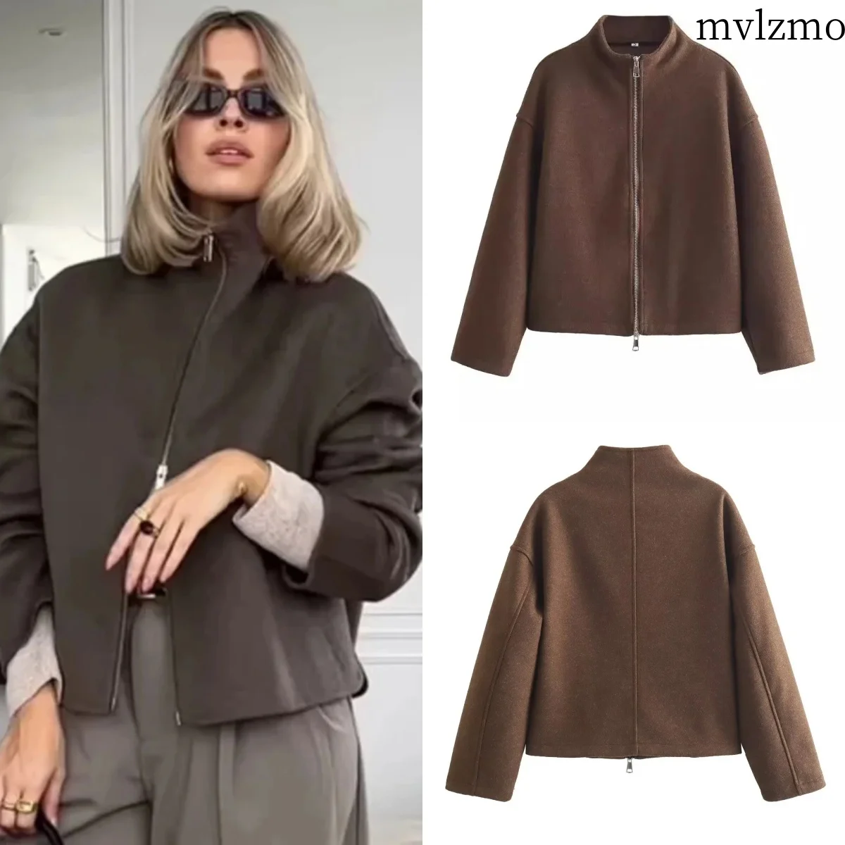 2024 Women Vintage Brown Double Zipper Jacket Long Sleeve Female Autumn Winter Casual Outerwear
2024 Women Vintage Brown Double Zipper Jacket Long Sleeve Female Autumn Winter Casual Outerwear