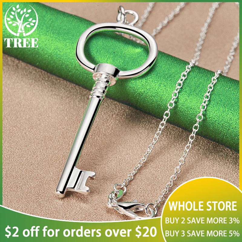 925 Sterling Silver Woman 16/18/20/22/24/26/28/30 Inch Chain Round Key Pendant Necklace Charm Wedding Christmas Birthday Jewelry
925 Sterling Silver Woman 16/18/20/22/24/26/28/30 Inch Chain Round Key Pendant Necklace Charm Wedding Christmas Birthday Jewelry