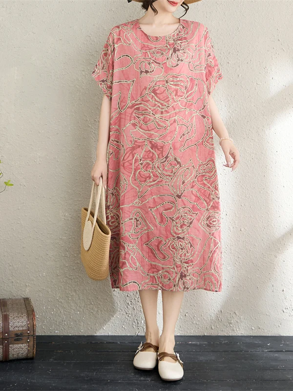 Summer New Style Thin Cotton Linen Twist Artistic Women's Knee-Length Midi Dress Short Sleeve Lightweight Skin-friendly
Summer New Style Thin Cotton Linen Twist Artistic Women's Knee-Length Midi Dress Short Sleeve Lightweight Skin-friendly