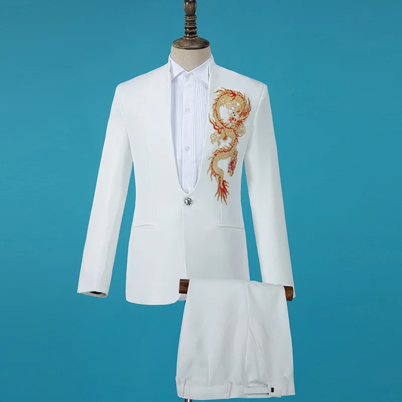 KIDWHXR комплект костюма, мужской пиджак с вышивкой и воротником-стойкой, длинными рукавами и карманами, мужские брюки с прямыми штанинами, мужской модный сценический наряд из 2 предметов
KIDWHXR комплект костюма, мужской пиджак с вышивкой и воротником-стойкой, длинными рукавами и карманами, мужские брюки с прямыми штанинами, мужской модный сценический наряд из 2 предметов