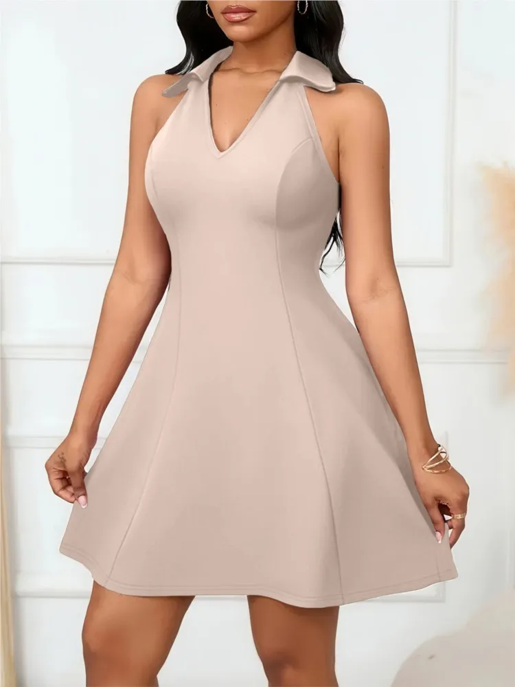 Simple Lapel Waist Sleeveless Party Dress Women's 2026 Summer New American Sexy Style Solid Color Design A-Line Skirt Female
Simple Lapel Waist Sleeveless Party Dress Women's 2026 Summer New American Sexy Style Solid Color Design A-Line Skirt Female