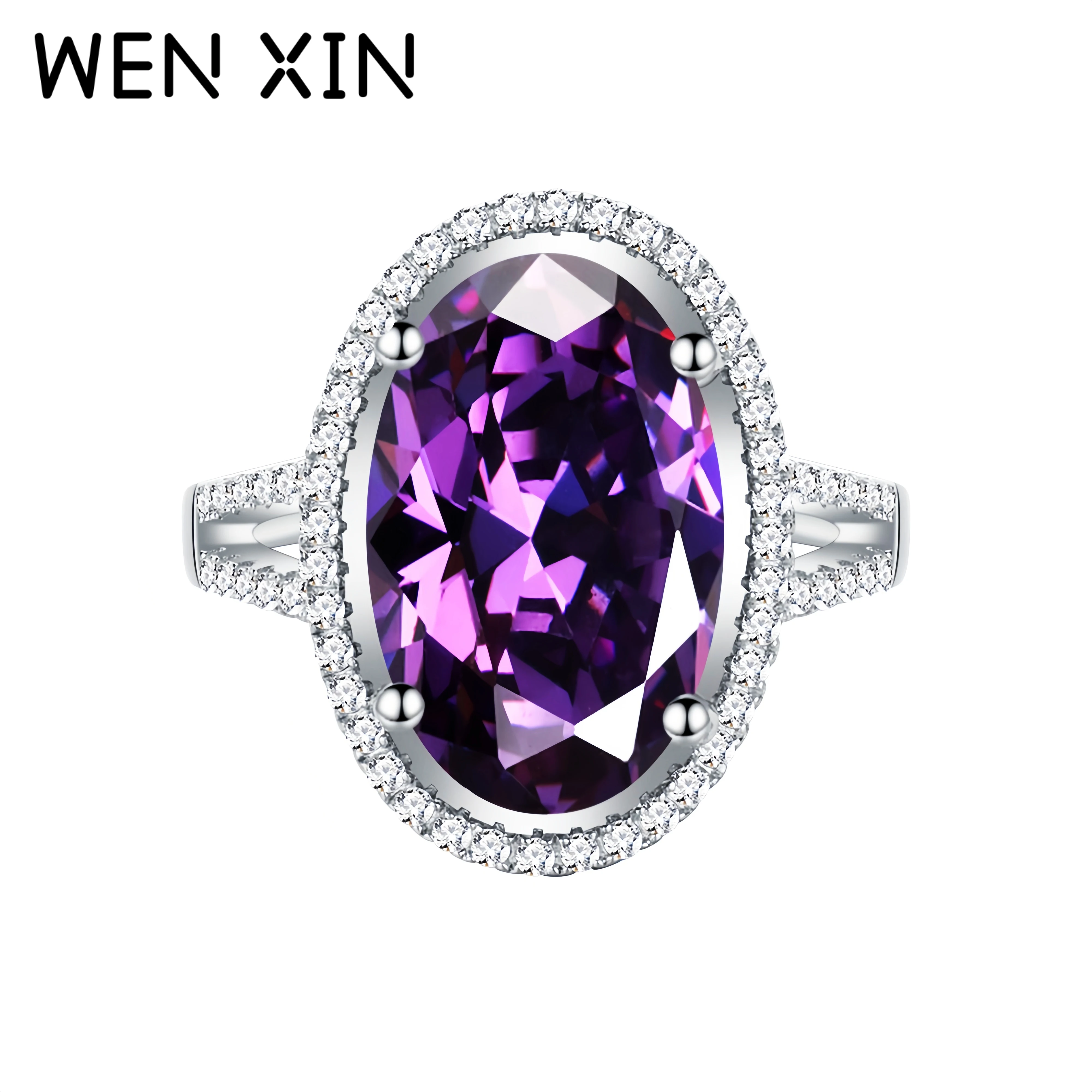 WENXIN Luxury Elliptical Purple Gemstone Rings High Carbon Diamond 925 Sterling Silver Ring Fine Jewelry For Women
WENXIN Luxury Elliptical Purple Gemstone Rings High Carbon Diamond 925 Sterling Silver Ring Fine Jewelry For Women