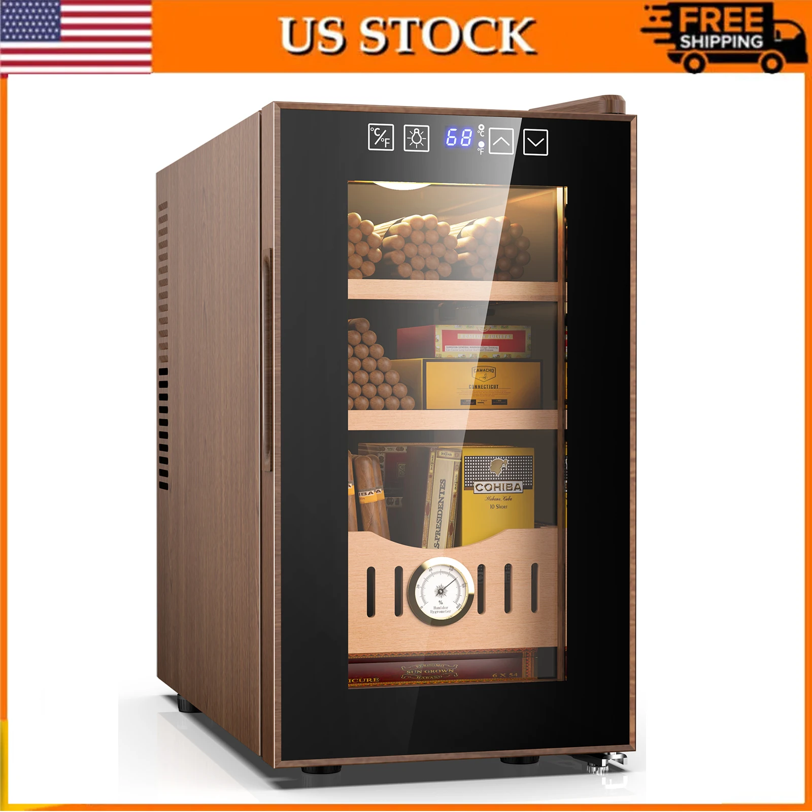 26L Thermostatic Electric Humidor 200 Counts Wooden Large Cigar Humidor Cooling and Heating Temperature Control Cigar Fridges
26L Thermostatic Electric Humidor 200 Counts Wooden Large Cigar Humidor Cooling and Heating Temperature Control Cigar Fridges