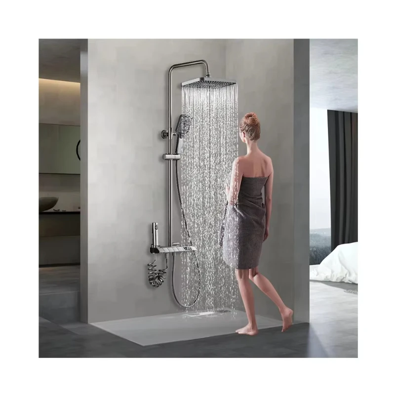 Modern Smart Digital Black Gun Grey Piano Shower Set 4 Features Rainfall Shower with Temperature
Modern Smart Digital Black Gun Grey Piano Shower Set 4 Features Rainfall Shower with Temperature
