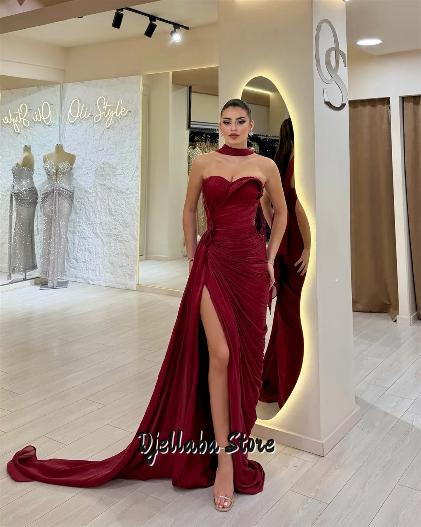 New 2026 Burgundy Mermaid Silk Maxi Evening Dress With Wrap Formal Prom Dress Dubai Wedding Party Gown Customized
New 2026 Burgundy Mermaid Silk Maxi Evening Dress With Wrap Formal Prom Dress Dubai Wedding Party Gown Customized