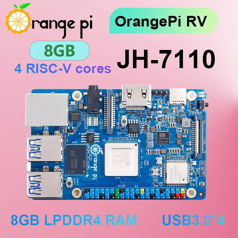 Orange Pi RV 8GB LPDRR4 JH7110 WiFi+BT5.0 M2 PCIE SSD RISC-V Quad-core ProcessorSingle Board Computer
Orange Pi RV 8GB LPDRR4 JH7110 WiFi+BT5.0 M2 PCIE SSD RISC-V Quad-core ProcessorSingle Board Computer