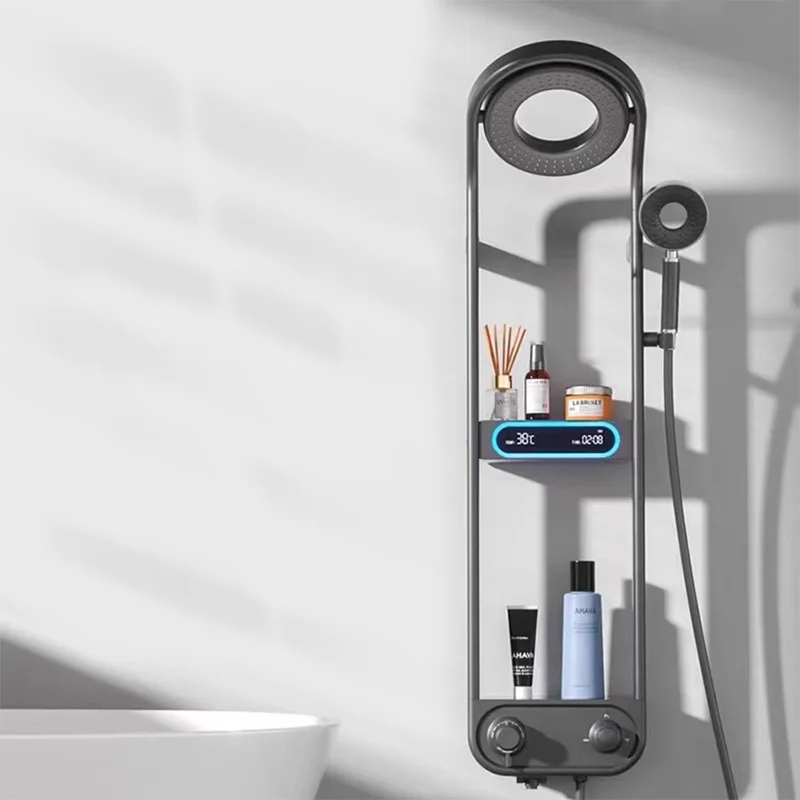 Luxury Smart Shower System Bathroom Wall-Mounted 360 Degree Panel Head Black Brass Rain Effect Thermostatic Set
Luxury Smart Shower System Bathroom Wall-Mounted 360 Degree Panel Head Black Brass Rain Effect Thermostatic Set