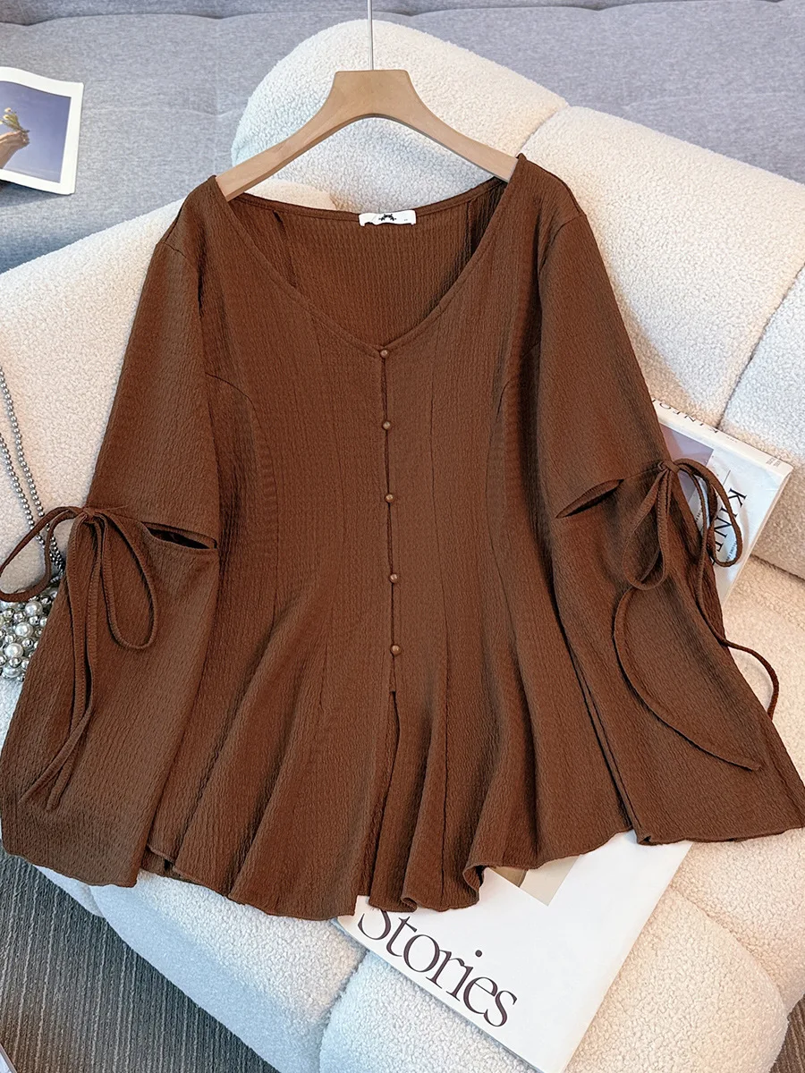 Женская рубашка больших размеров 150 кг, весна-осень 148, рубашка с длинными рукавами и v-образным вырезом, топ, кардиган, Blsck Brown 5XL 6XL 7XL 8XL 9XL
Женская рубашка больших размеров 150 кг, весна-осень 148, рубашка с длинными рукавами и v-образным вырезом, топ, кардиган, Blsck Brown 5XL 6XL 7XL 8XL 9XL