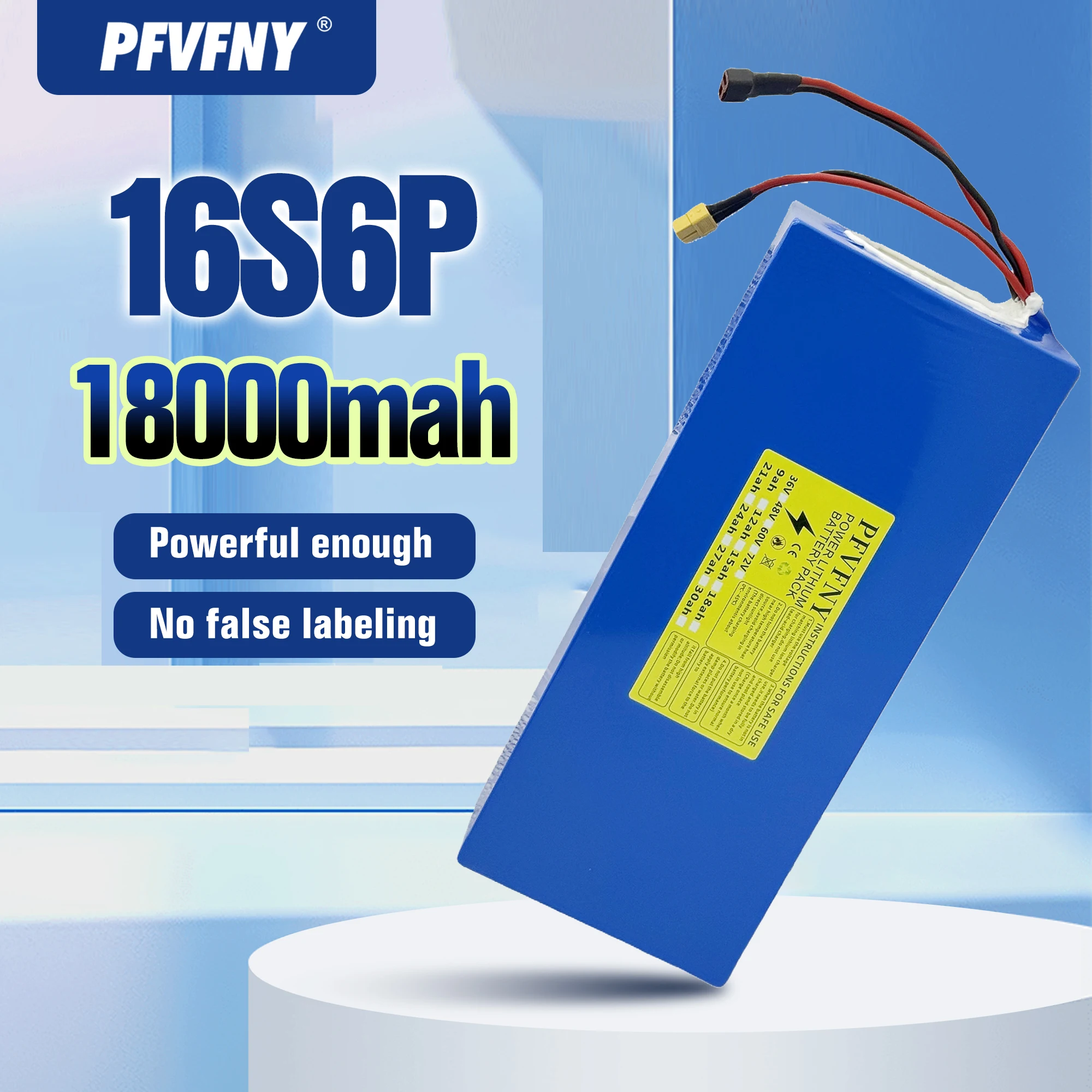 Battery Pack 60V 18AH 16S6P Battery Pack Application 500W-2000W Equipment 110V-220V Charger
Battery Pack 60V 18AH 16S6P Battery Pack Application 500W-2000W Equipment 110V-220V Charger