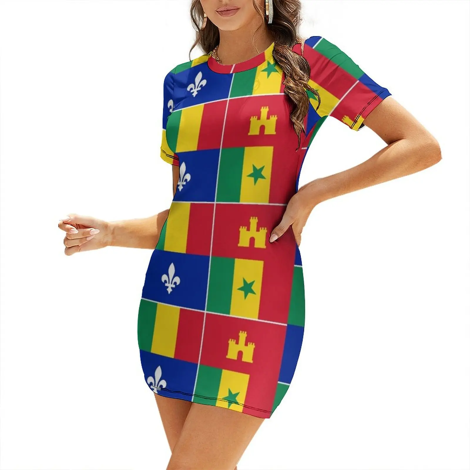 Louisiana Creole Flag Short Sleeved Dress Dress woman long dress women summer dresses women summer 2025
Louisiana Creole Flag Short Sleeved Dress Dress woman long dress women summer dresses women summer 2025