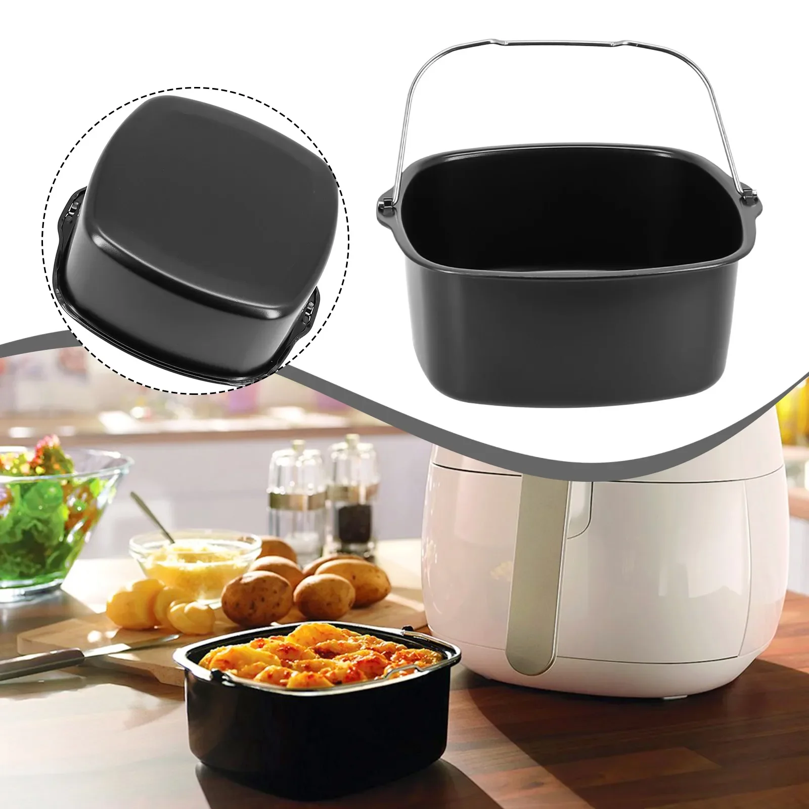 Non-stick Cake Baking Tray Basket Airfryer For Baking Dish Pan Air Fryer HD9925 HD9232 HD9233 HD9220 HD9627 Kitchen Tool
Non-stick Cake Baking Tray Basket Airfryer For Baking Dish Pan Air Fryer HD9925 HD9232 HD9233 HD9220 HD9627 Kitchen Tool