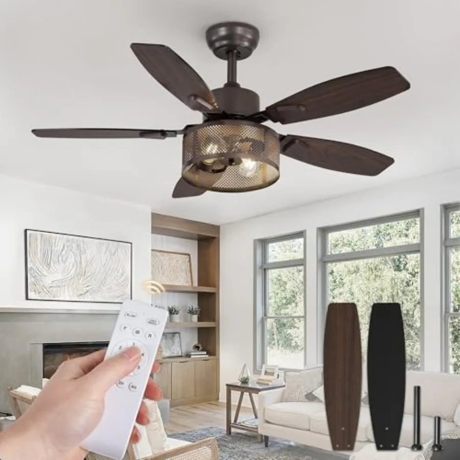 Farmhouse Ceiling Fans with Lights and Remote, Bedroom Caged Ceiling Fans for Living Room Kitchen 6 Speed Reversible Quiet DC M
Farmhouse Ceiling Fans with Lights and Remote, Bedroom Caged Ceiling Fans for Living Room Kitchen 6 Speed Reversible Quiet DC M