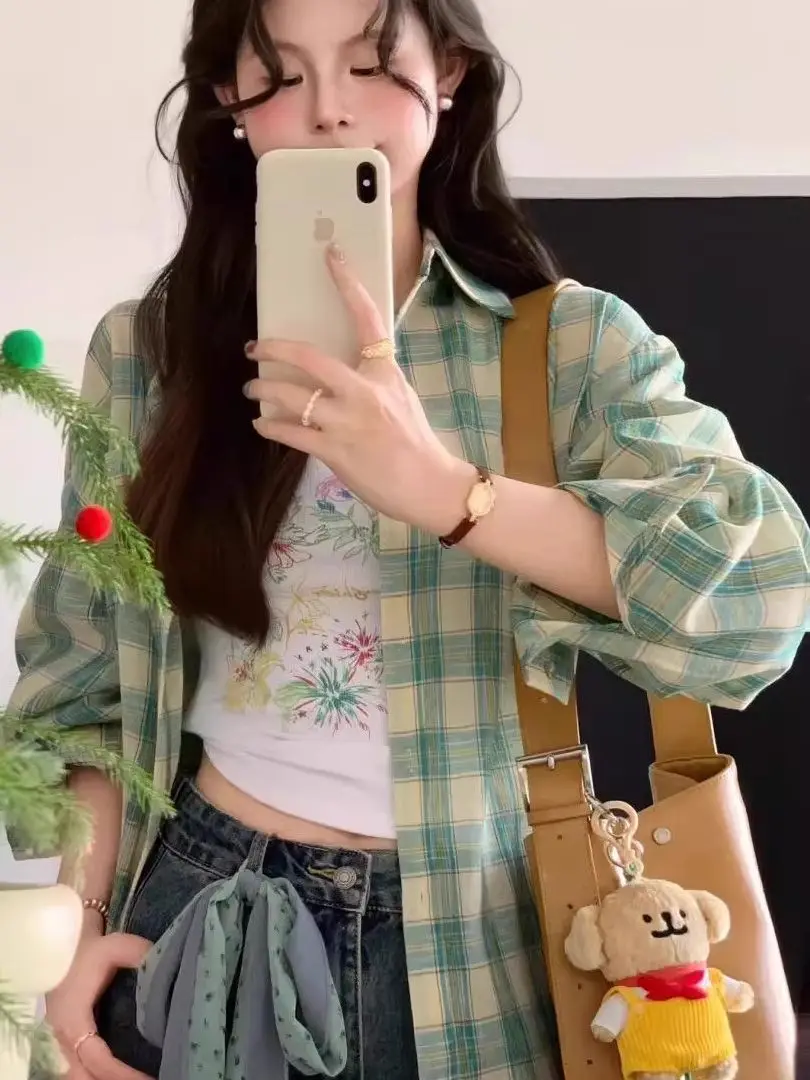 Свободная женская рубашка в клетку, весна 2026: Новинка, хит продаж, зеленая, для ранней весны, с защитой от солнца, верхняя одежда, с длинным рукавом, на пуговицах...
Свободная женская рубашка в клетку, весна 2026: Новинка, хит продаж, зеленая, для ранней весны, с защитой от солнца, верхняя одежда, с длинным рукавом, на пуговицах...