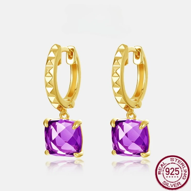 New S925 Pure Silver Light Luxury Candy Checkered Purple Crystal Earrings Purple Crystal Earrings Wedding Jewelry
New S925 Pure Silver Light Luxury Candy Checkered Purple Crystal Earrings Purple Crystal Earrings Wedding Jewelry