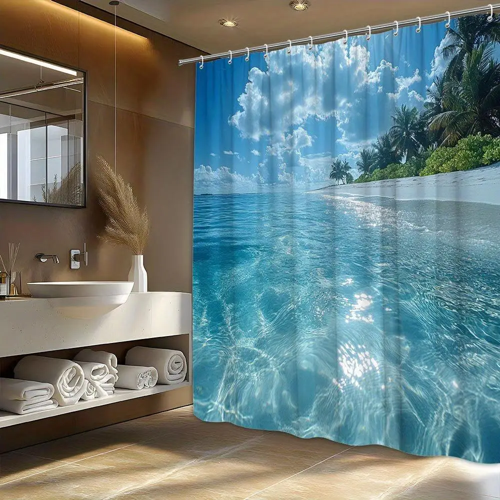 Tropical Beach Ocean Waves Shower Curtain Waterproof Bathroom Shower Liner Paradise Scene Decor for Home Bathroom
Tropical Beach Ocean Waves Shower Curtain Waterproof Bathroom Shower Liner Paradise Scene Decor for Home Bathroom